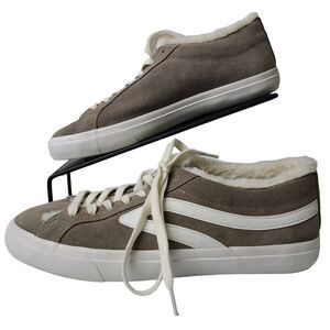 Lucky Brand Womens 11M Shoes Sneaker Dessah Suede Gray‎ Faux Fur Trim Lace Up